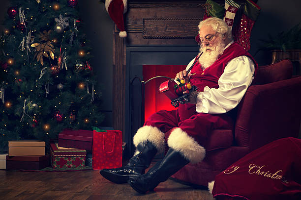 Retrato do Papai Noel em Casa Real pintura de brinquedos - foto de acervo