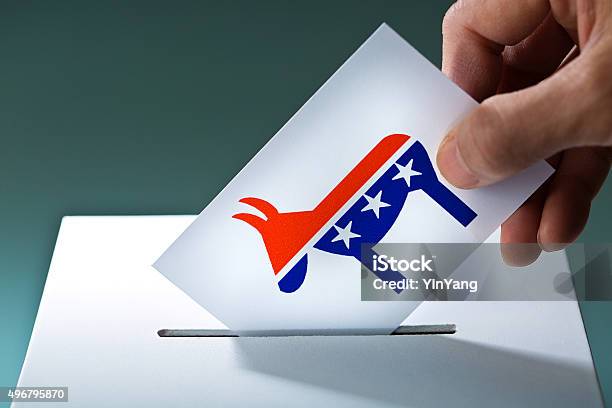Us Election Voter Voting Democratic Party Ballot With Donkey Symbol Stock Photo - Download Image Now