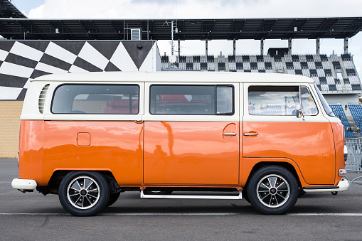 Klettwitz, Germany - September 26 2015: VW Bully T2 oldtimer with crome bumper. Oldtimer Meeting in Klettwitz, Germany.