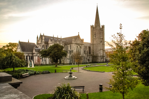 St. Patricks Park with St Patrick's Cathedral in Dublin, Ireland.