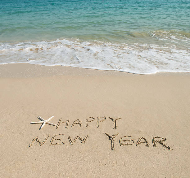 istock happy new year written in the sand 496796727