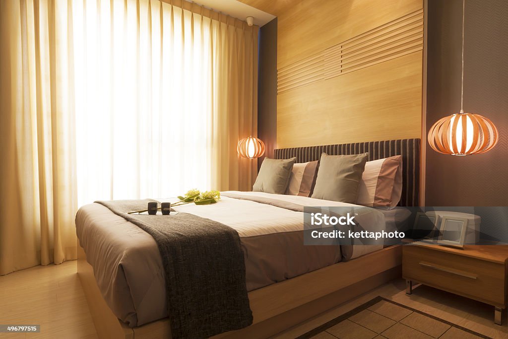 luxury modern bedroom. luxury modern japanese style bedroom. Hotel Stock Photo