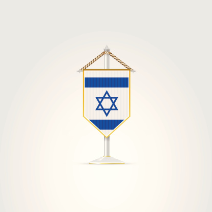Pennon with the flag of Israel. Isolated vector illustration on white.