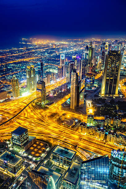 istock Modern Dubai cityscape at twilight, United Arab Emirates 496798841