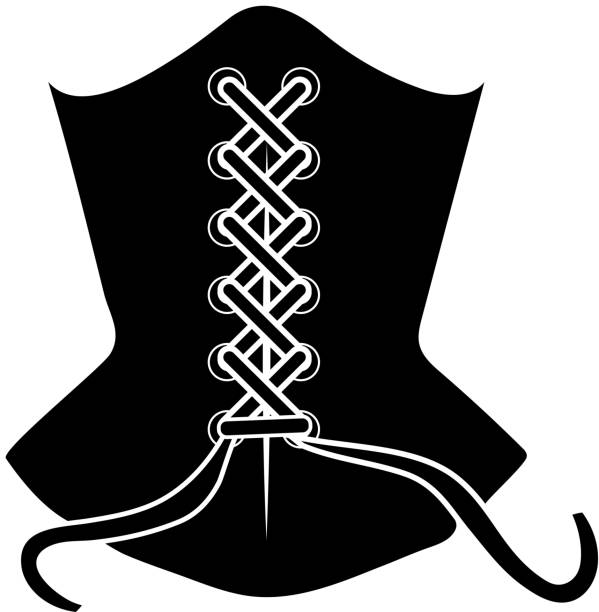 seksowny bielizna czarny gorset z koronki ikonę stylu - corset gothic style fetish wear women stock illustrations