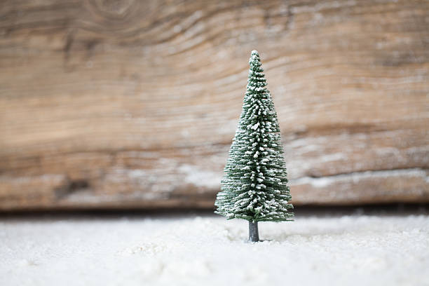 istock Christmas card - a miniature Christmas tree in the snow 496799442