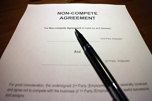 A non-compete clause (often NCC), or covenant not to compete (CNC), is a term used in contract law under which one party (usually an employee) agrees not to enter into or start a similar profession or trade in competition against another party (usually the employer). Some courts refer to these as 