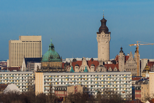 Skyline Leipzig with Tower of the town hall