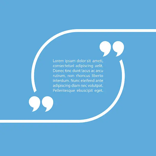 Vector illustration of Quote text bubble on blue background.