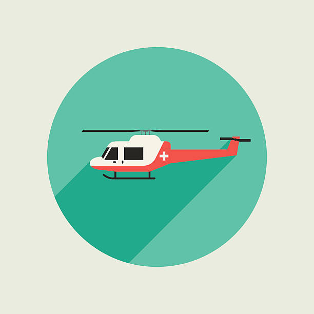 Ambulance vector helicopter Ambulance helicopter icon in flat style. Vector simple illustration. helicopter modern stock illustrations