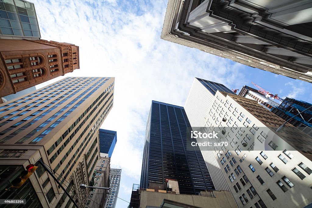 Real Estate in downtown NYC. Mix of old and new building in downtown NYC.  2015 Stock Photo