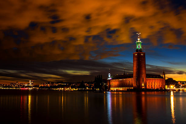 istock Stockholm Town Hall under burning clouds 496803740