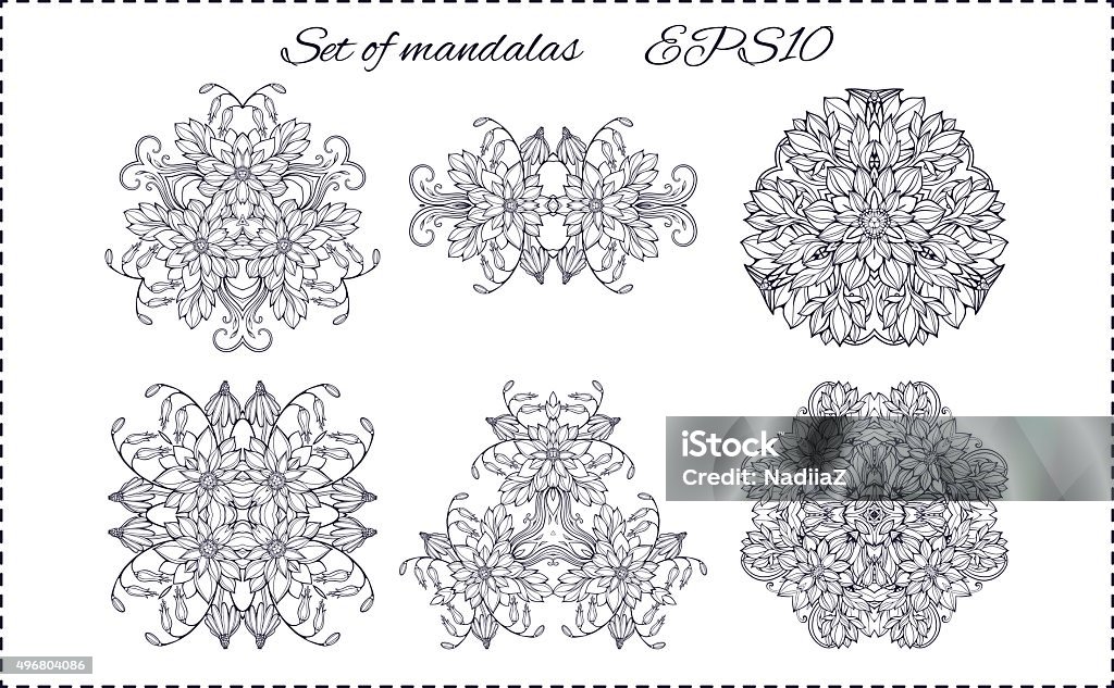 Mandala Component Patterns Six Isolated Floral Elements Forming Mandala Patterns Stock ...