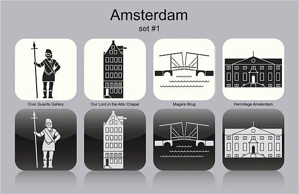 Vector illustration of Icons of Amsterdam