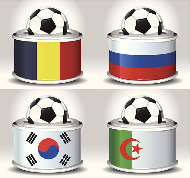 fußball mit flaggen der gruppe h - soccer soccer ball symbol algeria stock-grafiken, -clipart, -cartoons und -symbole