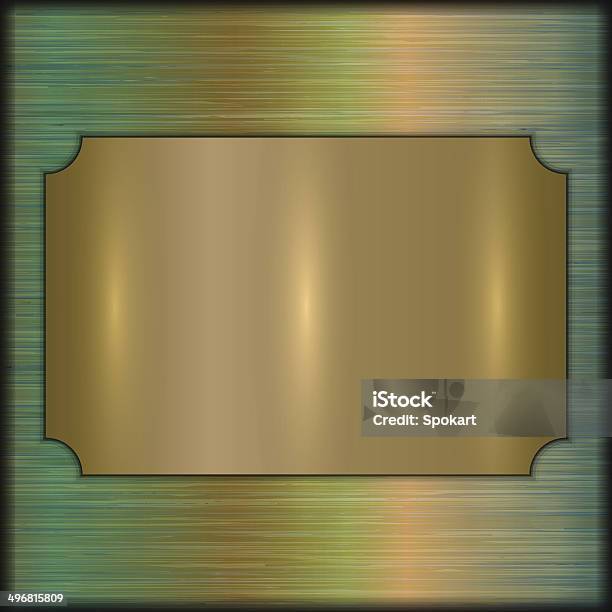 Vector Abstract Brushed Gold Award Plate On Beige Background Stock Illustration - Download Image Now