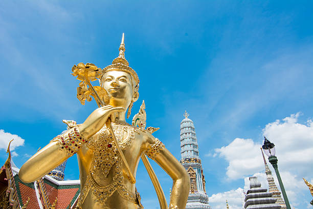 angel at grand palace, thailands - indigenous culture famous place thailand bangkok stock-fotos und bilder