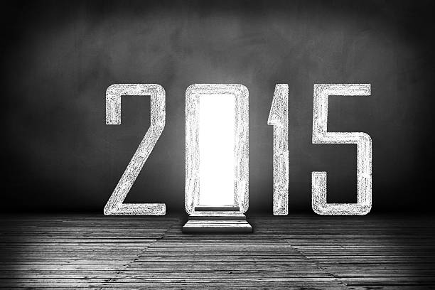 Interior room stairs at open door entry the new year 2015.