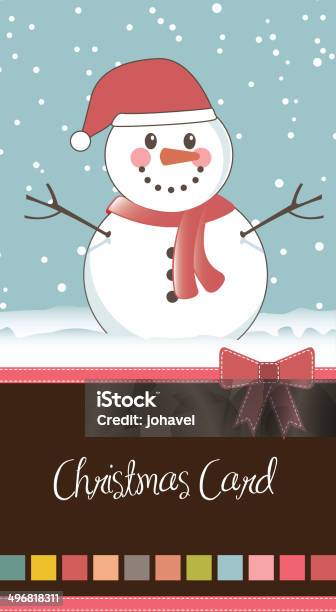 Kartka Świąteczna - Stockowe grafiki wektorowe i więcej obrazów Bałwan śniegowy - Bałwan śniegowy, Boże Narodzenie, Chłodny