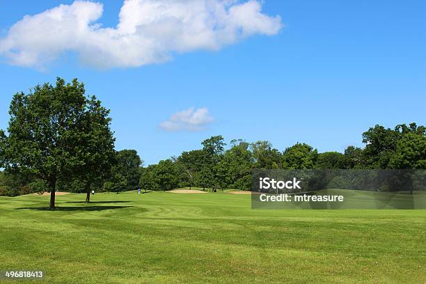 Golf Course With Green Grass Trees Sandy Bunkers Hazards Sky Stock Photo - Download Image Now