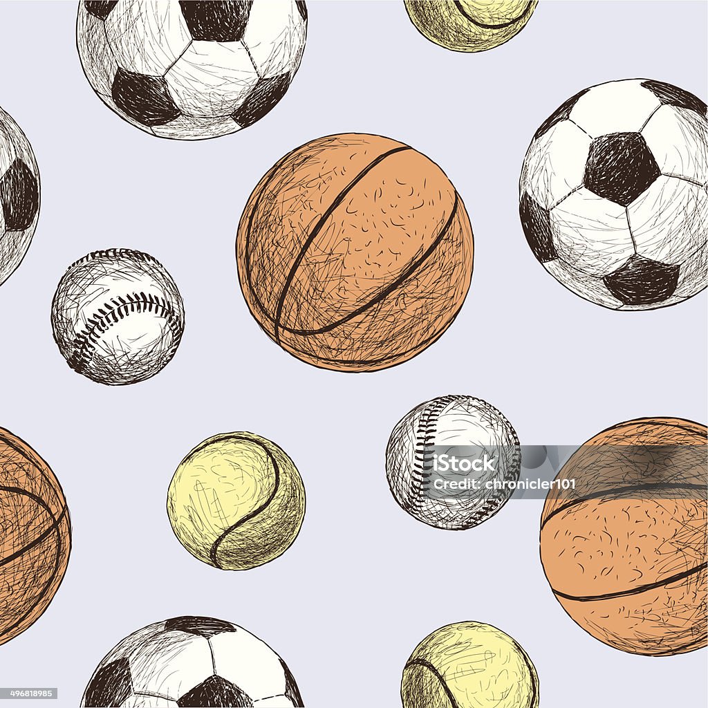 sports balls pattern Vector pattern of the different sports balls. Drawing - Art Product stock vector