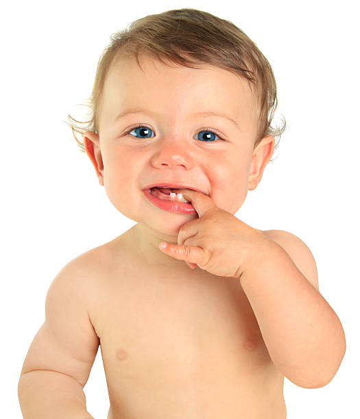 Happy baby boy Adorable ten month old baby boy. baby teeth stock pictures, royalty-free photos & images