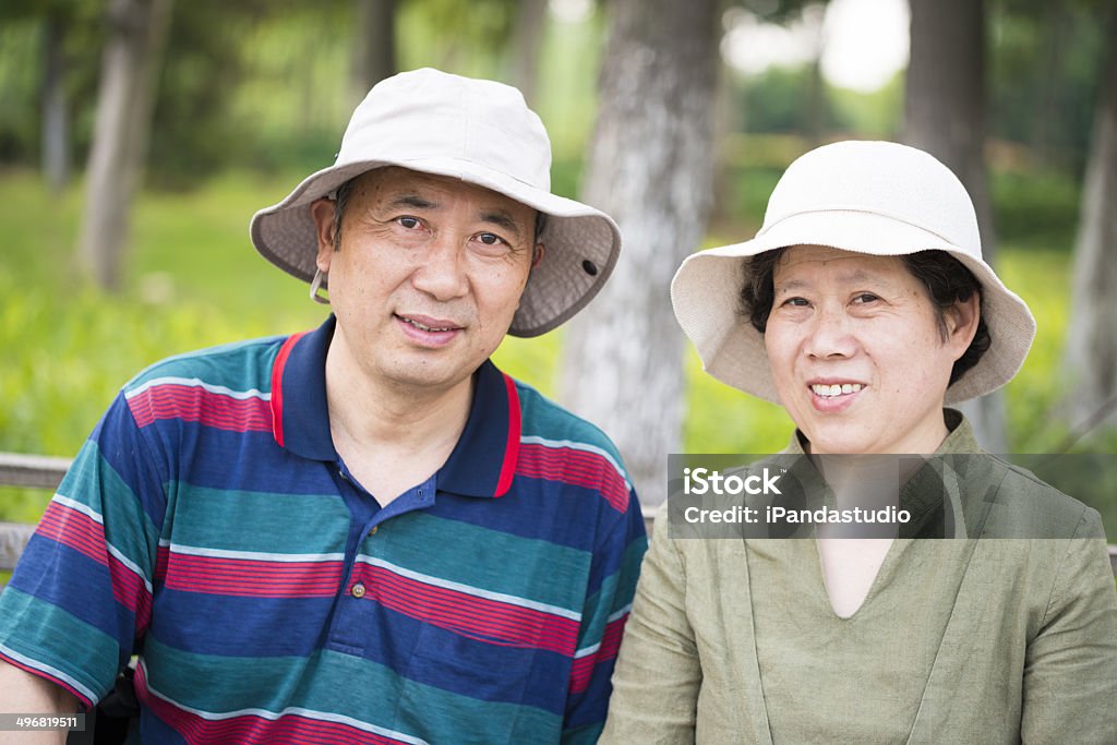 Asian couple travelling travel in the forest Chinese Culture Stock Photo