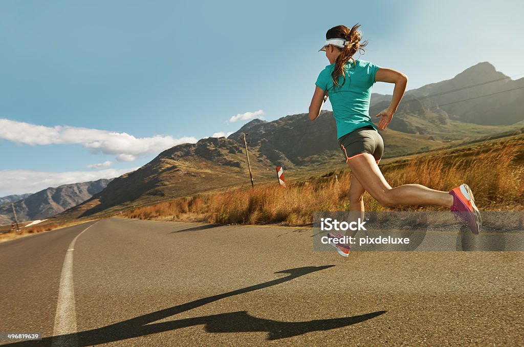 Ich laufe zu genießen Sie Meine Reise auf dem Weg - Lizenzfrei Rennen - Körperliche Aktivität Stock-Foto