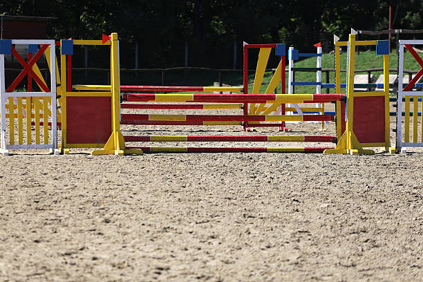 istock Equitation obstacles bars for horse jumping event 496819886