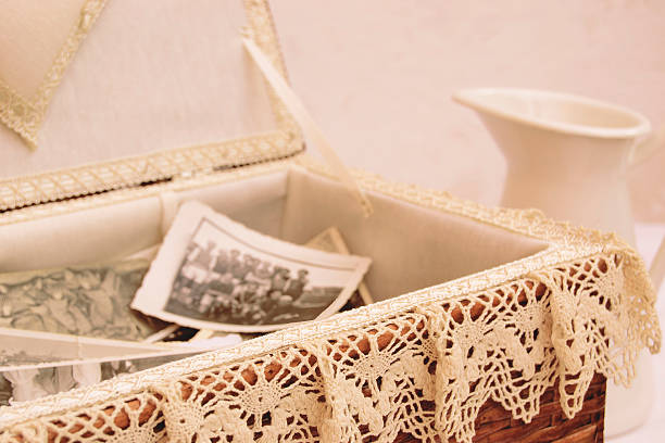 istock Seamstress with old photos and pitcher 496820047