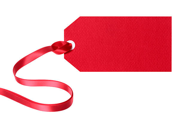 istock Red gift tag or label with ribbon isolated 496820274