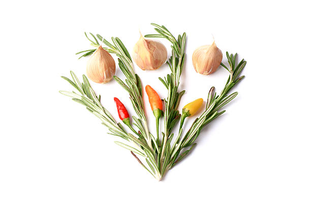 istock Rosemary garlic chilli peppers isolated on a white background 496820496