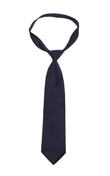 Black necktie on white background