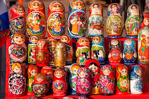 istock Russian traditional nested dolls - matryoshka. Dolls are on sale 496822202