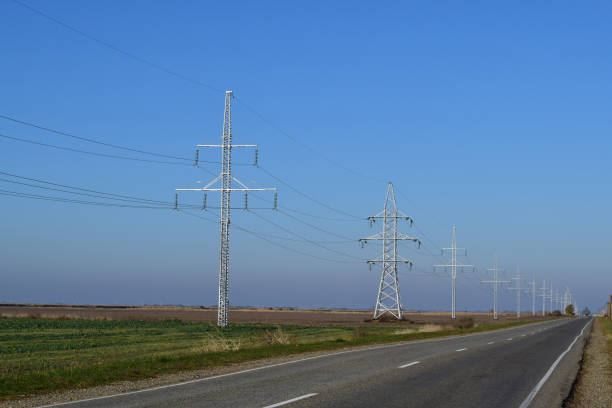 istock Support of electricity cables along the road 496822260