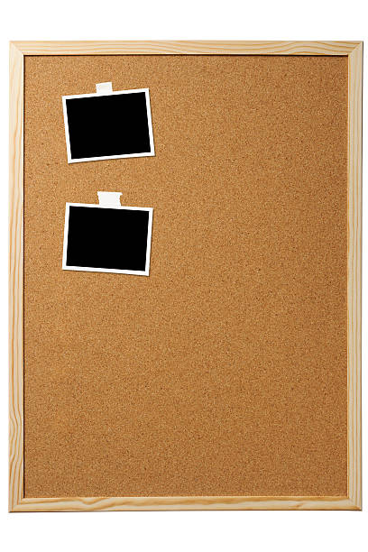 istock Attached two blank photos on cork board on white background 496823694