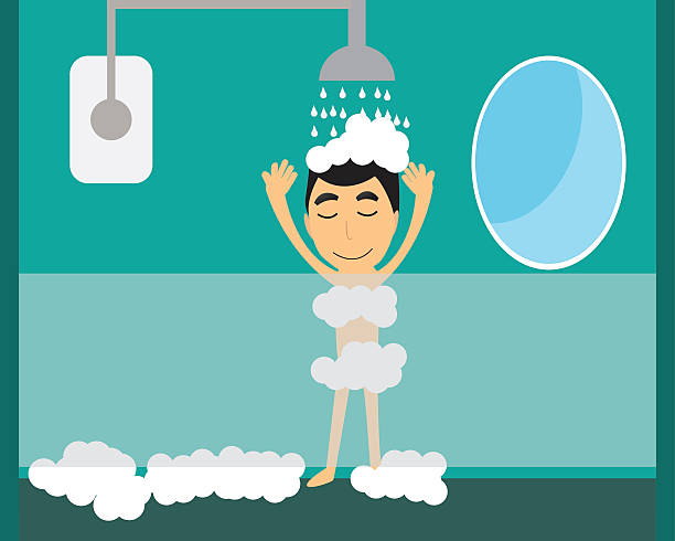 Take shower happ Morning today he Take shower happy..Vector illustration happ stock illustrations