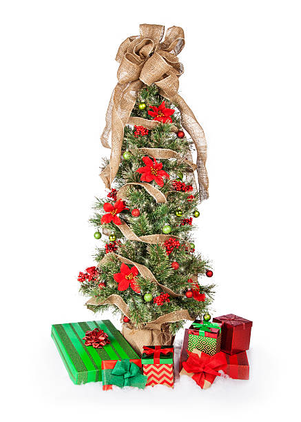 istock Christmas Tree And Gifts Over White Background 496825290