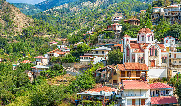 panoramic view of the village Moutoullas. Nicosia district. Cypr panoramic view of the village Moutoullas. Nicosia district. Cyprus republic of cyprus photos stock pictures, royalty-free photos & images