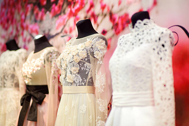 istock Wedding dresses on a mannequins 496828496