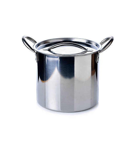 istock stainless steel pot with lid on white background 496828504