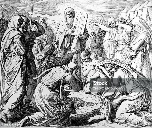 The New Stone Tablets Stock Illustration - Download Image Now - Moses - Religious Figure, Ten Commandments, Law