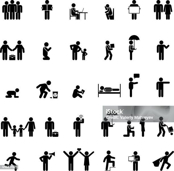 People In Various Poses Stock Illustration - Download Image Now - Cheering, Icon Symbol, People