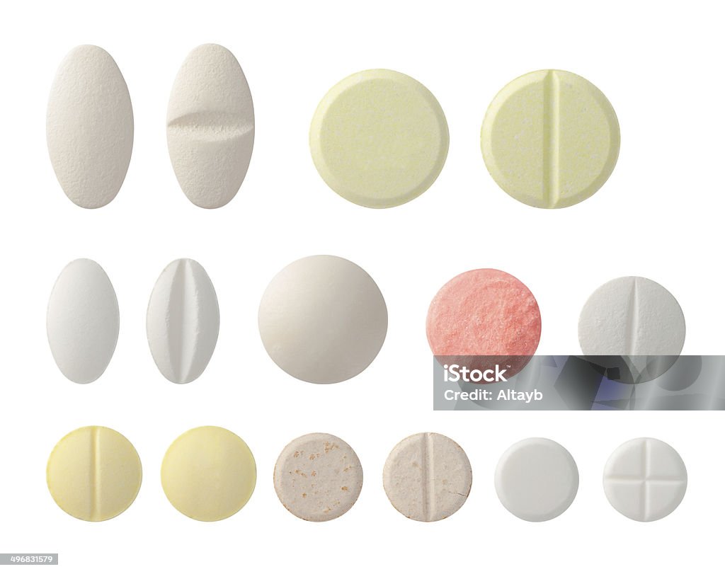 Collection of colorful pills Collection of colorful pills, Clipping path,  isolated on white, Pill Stock Photo
