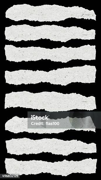 Collection Of Torn Paper Stock Photo - Download Image Now - Cut Or Torn Paper, In A Row, Black Background