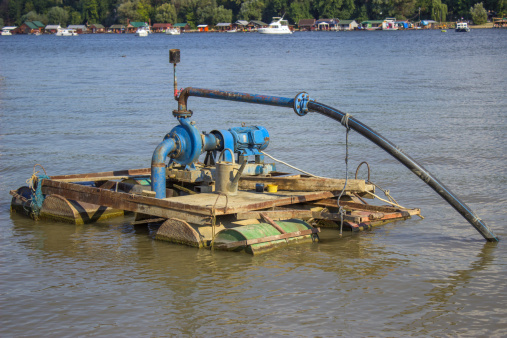 Electric water pump on river Sava, in Serbia.