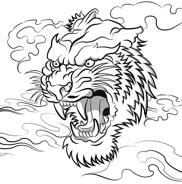 Vector illustration of furious tiger vector illustration
