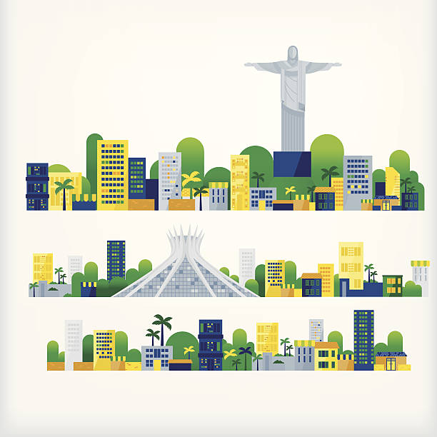 landscape of brazil - brezilya illüstrasyonlar stock illustrations