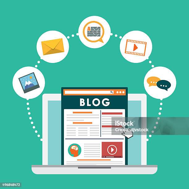 Blog Blogging And Blogglers Theme Stock Illustration - Download Image Now - Blogging, Vector, Web Page