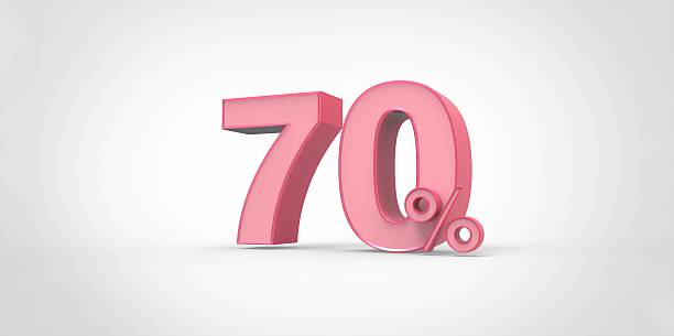 istock 3D rendering of a pink 70 percent letters 496848942